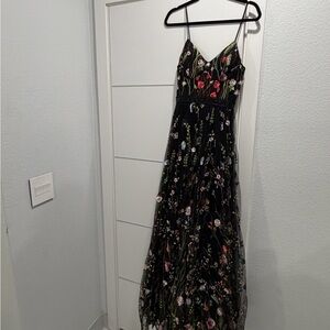 Mac Duggal Black Floral Maxi Dress